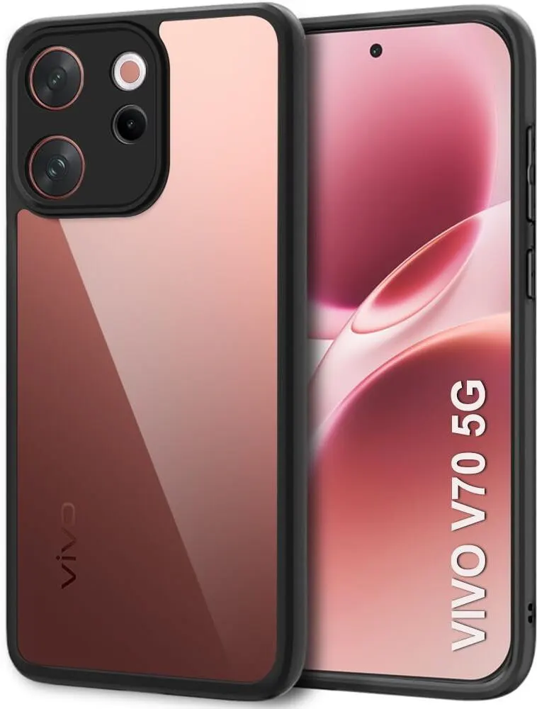 Xolia Back Cover for Vivo V70 5G (Transparent, Black, Shock Proof, Pack of: 1)
