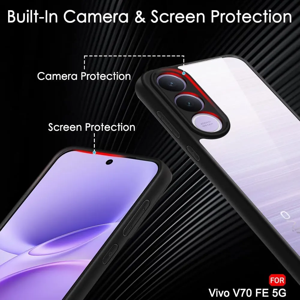 Xolia Back Cover for Vivo V70 FE 5G (Transparent, Black, Shock Proof, Plastic, Silicon, Pack of: 1) — image 4 of 5