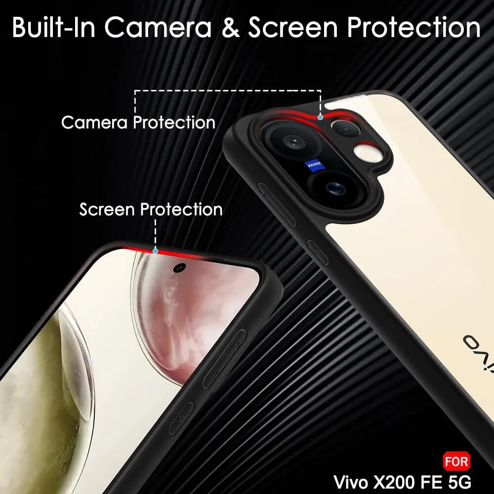 Micvir Back Cover for Vivo X200 FE 5G (Transparent, Black, Shock Proof, Plastic, Silicon, Pack of: 1) — image 4 of 5