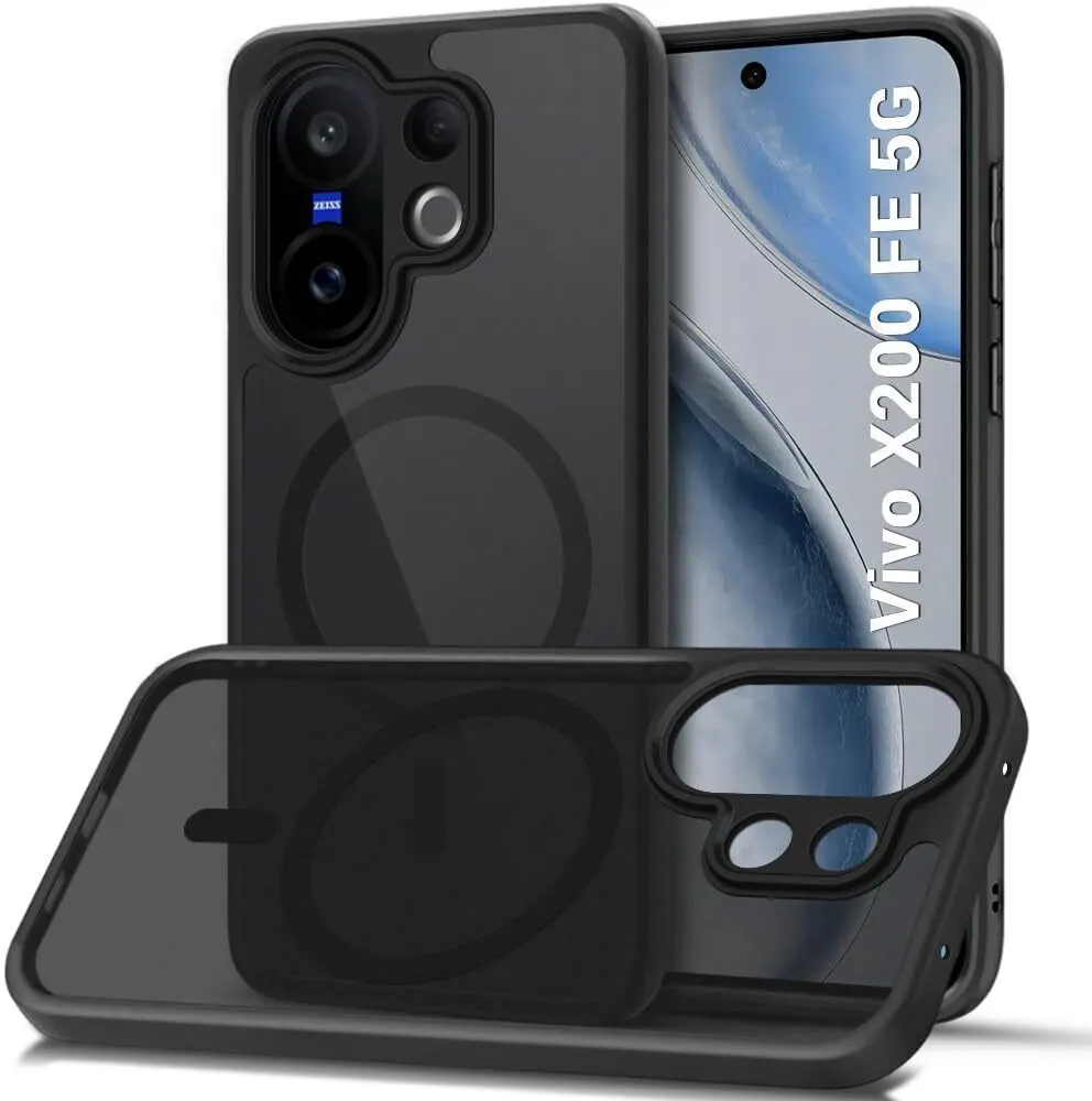 Micvir Back Cover for Vivo X200 FE 5G (Black, Shock Proof, Plastic, Silicon, Pack of: 1)