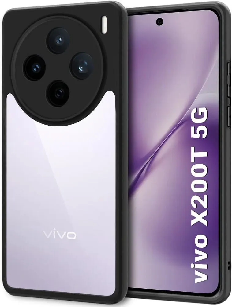 Xolia Back Cover for Vivo X200T 5G (Transparent, Black, Shock Proof, Plastic, Silicon, Pack of: 1)