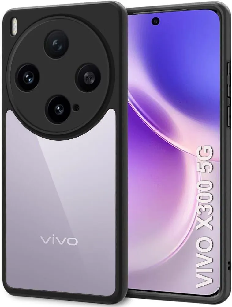 Xolia Back Cover for Vivo X300 5G (Transparent, Black, Shock Proof, Plastic, Pack of: 1)