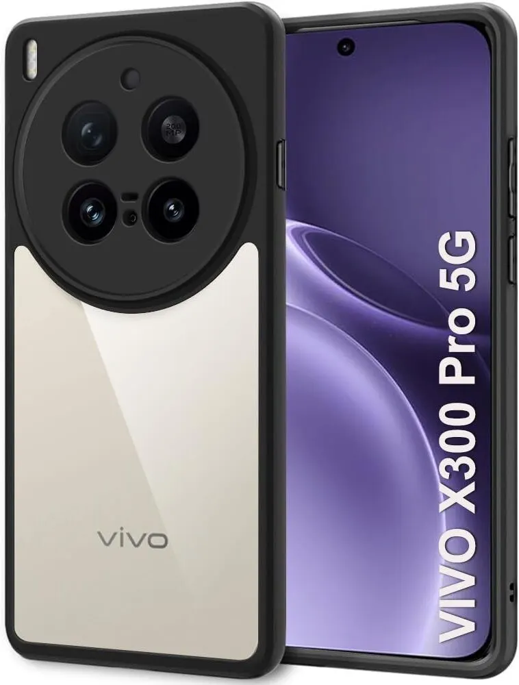 Xolia Back Cover for Vivo X300 Pro 5G (Transparent, Black, Shock Proof, Polycarbonate, Pack of: 1)