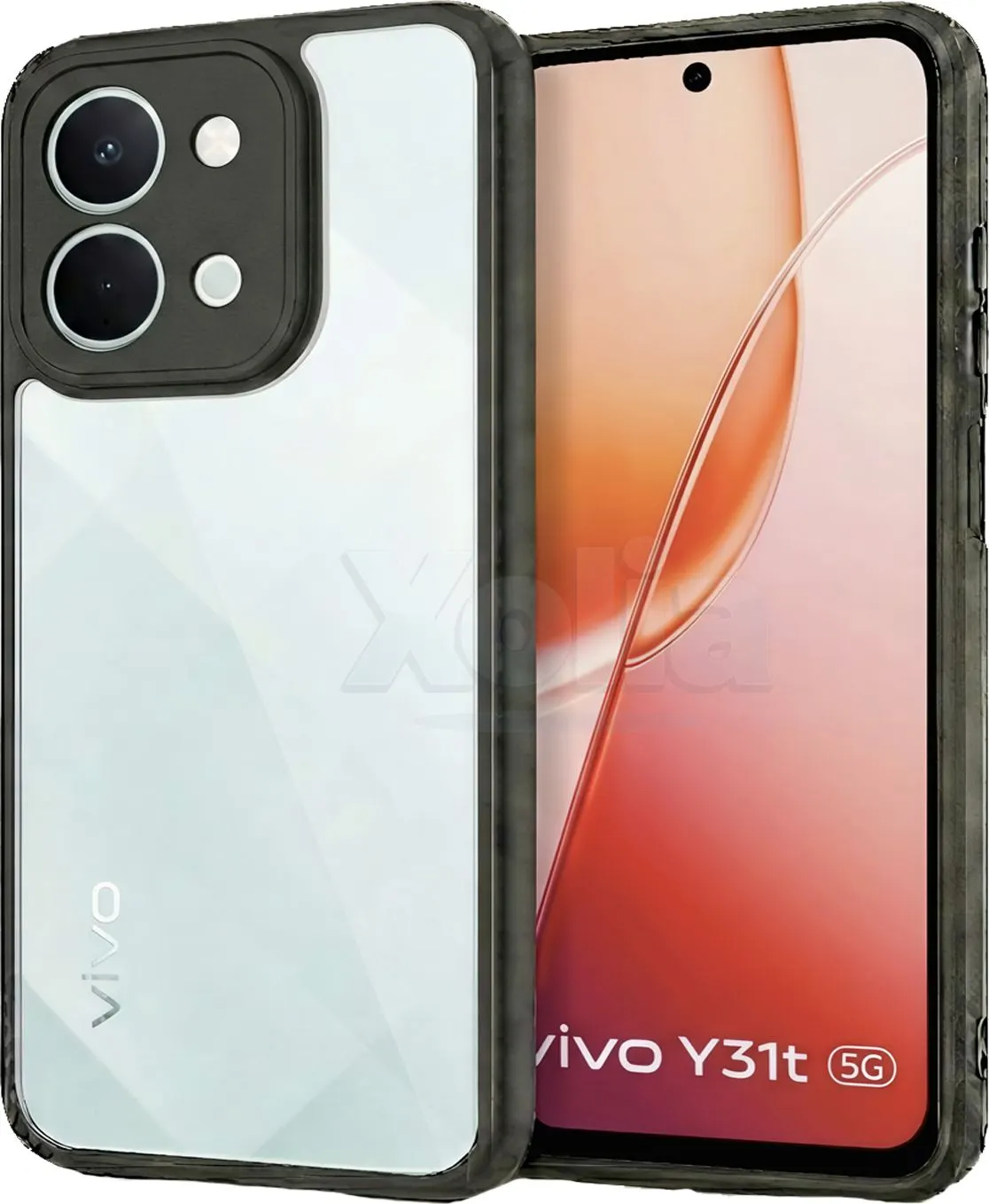 Xolia Back Cover for vivo Y31t 5G (Transparent, Black, Shock Proof, Plastic, Silicon, Pack of: 1)