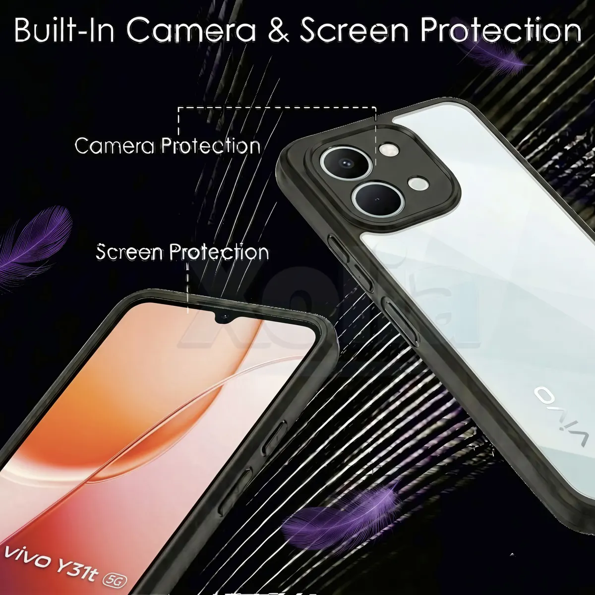 Xolia Back Cover for vivo Y31t 5G (Transparent, Black, Shock Proof, Plastic, Silicon, Pack of: 1) — image 3 of 4