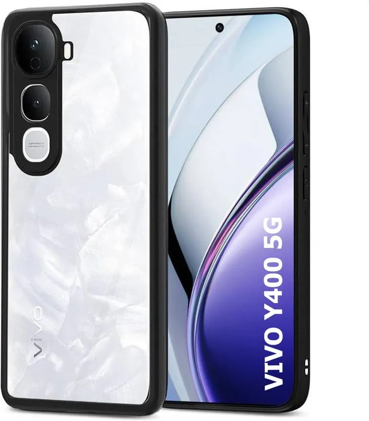 Micvir Back Cover for Vivo Y400 5G (Transparent, Black, Shock Proof, Plastic, Silicon, Pack of: 1)
