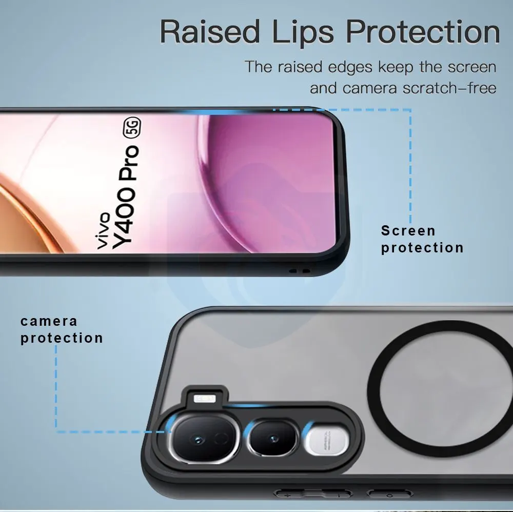 Micvir Back Cover for Vivo Y400 Pro 5G (Black, Shock Proof, Plastic, Silicon, Pack of: 1) — image 4 of 5