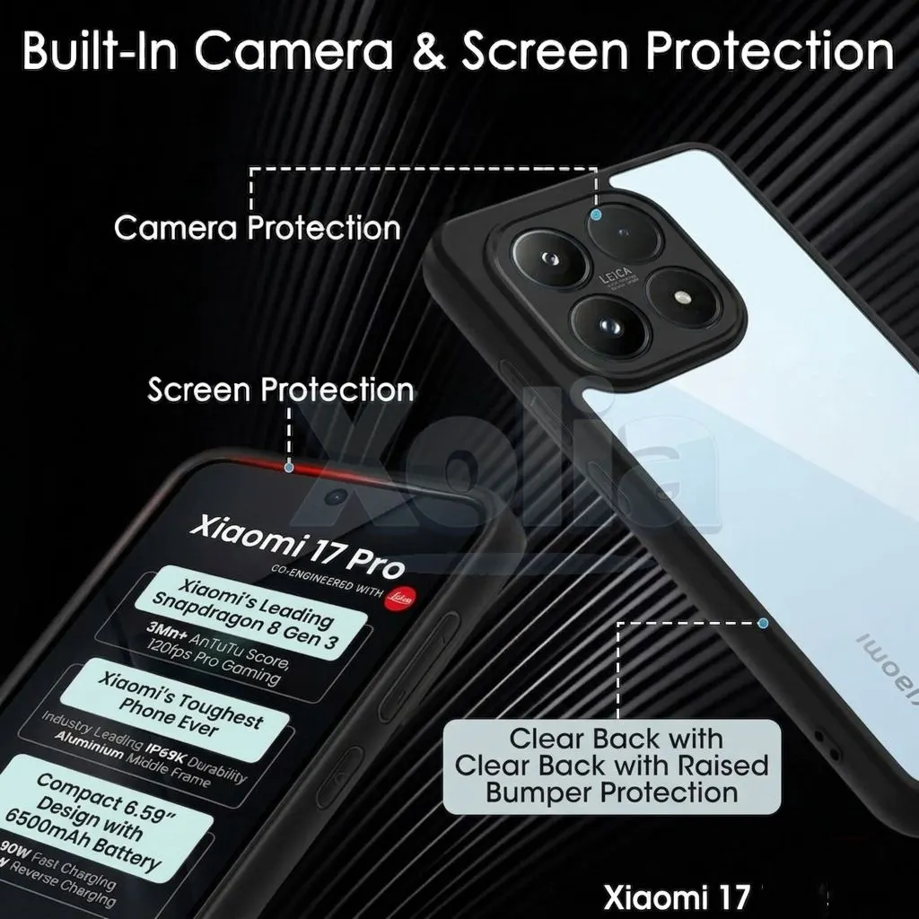 Xolia Back Cover for Xiaomi 17 5G (Transparent, Black, Shock Proof, Plastic, Silicon, Pack of: 1) — image 4 of 5