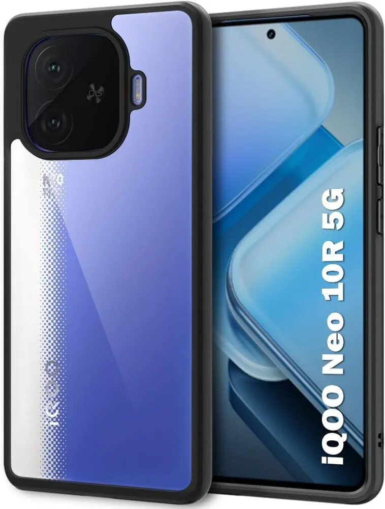 Micvir Back Cover for IQOO Neo 10R 5G (Transparent, Black, Shock Proof, Plastic, Silicon, Pack of: 1)