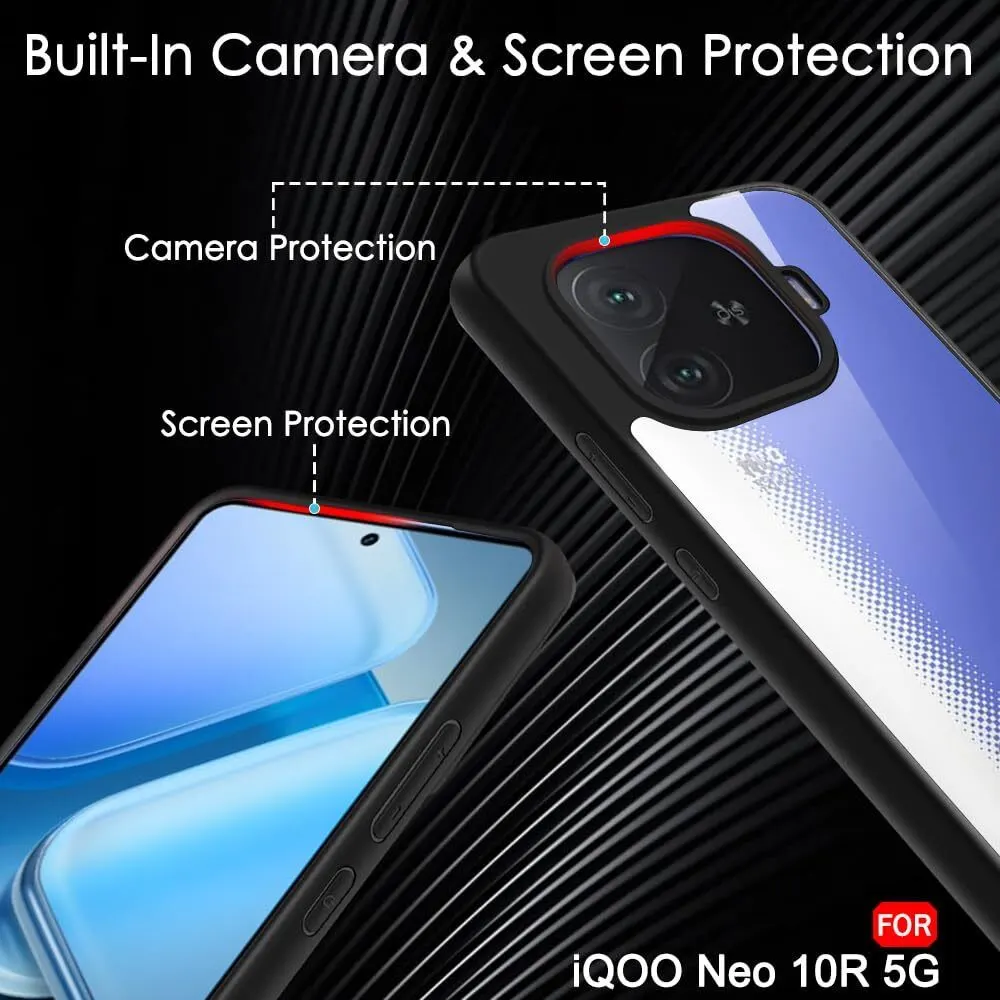 Micvir Back Cover for IQOO Neo 10R 5G (Transparent, Black, Shock Proof, Plastic, Silicon, Pack of: 1) — image 3 of 5