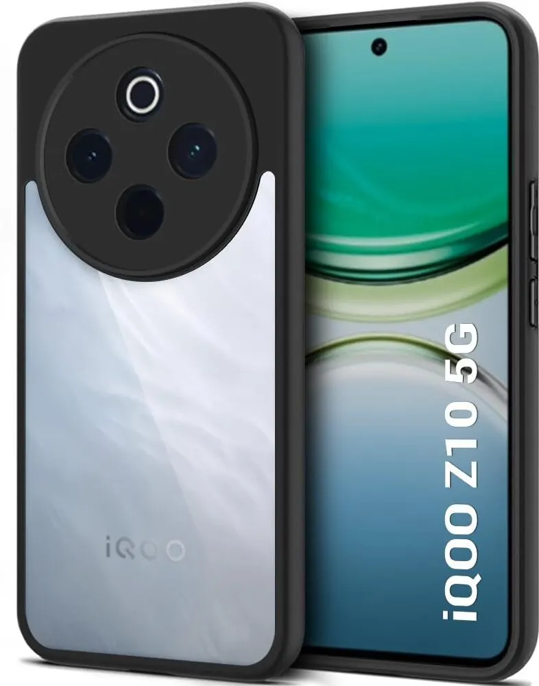 Micvir Back Cover for iQOO Z10 5G (Transparent, Black, Shock Proof, Plastic, Silicon, Pack of: 1)