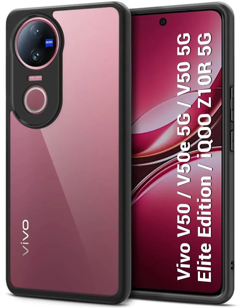 Micvir Back Cover for iQOO Z10R 5G (Transparent, Black, Shock Proof, Plastic, Silicon, Pack of: 1)