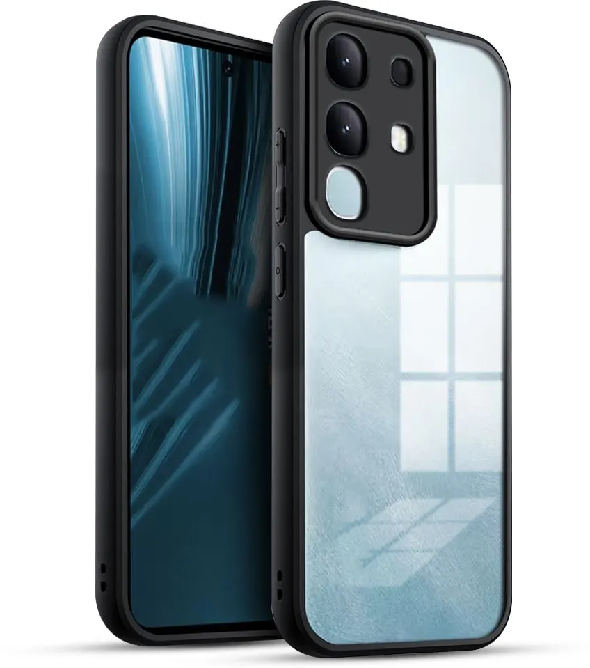 Micvir Back Cover for iQOO Z10x 5G (Transparent, Black, Shock Proof, Plastic, Silicon, Pack of: 1)