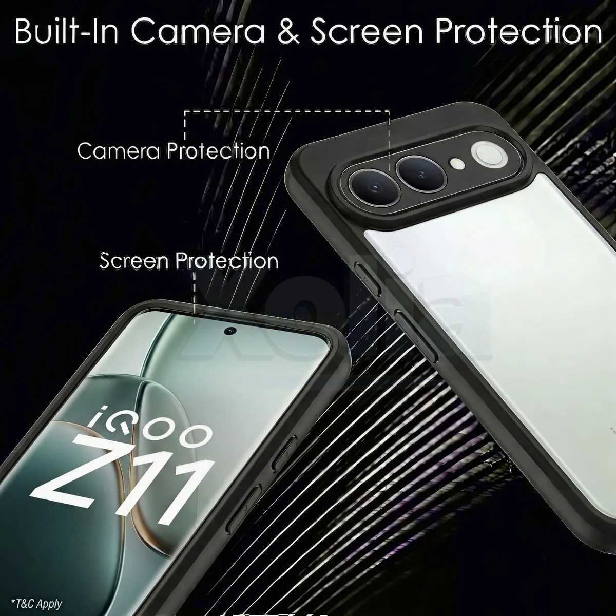 Xolia Back Cover for iQOO Z11 5G (Transparent, Black, Shock Proof, Plastic, Silicon, Pack of: 1) — image 3 of 4