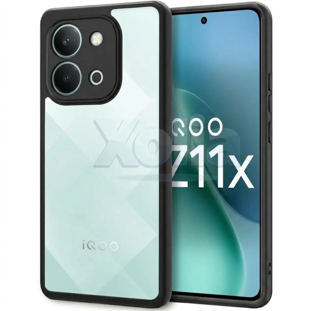 Xolia Back Cover for iQOO Z11x 5G (Transparent, Black, Shock Proof, Plastic, Silicon, Pack of: 1)