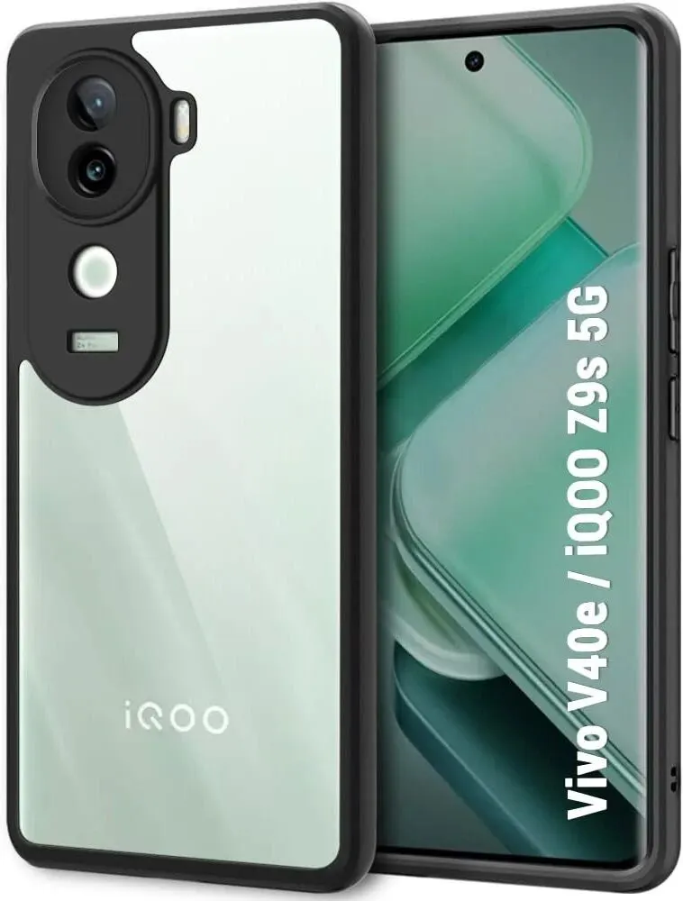 Micvir Back Cover for vivo V40e 5G (Transparent, Black, Shock Proof, Plastic, Silicon, Pack of: 1)