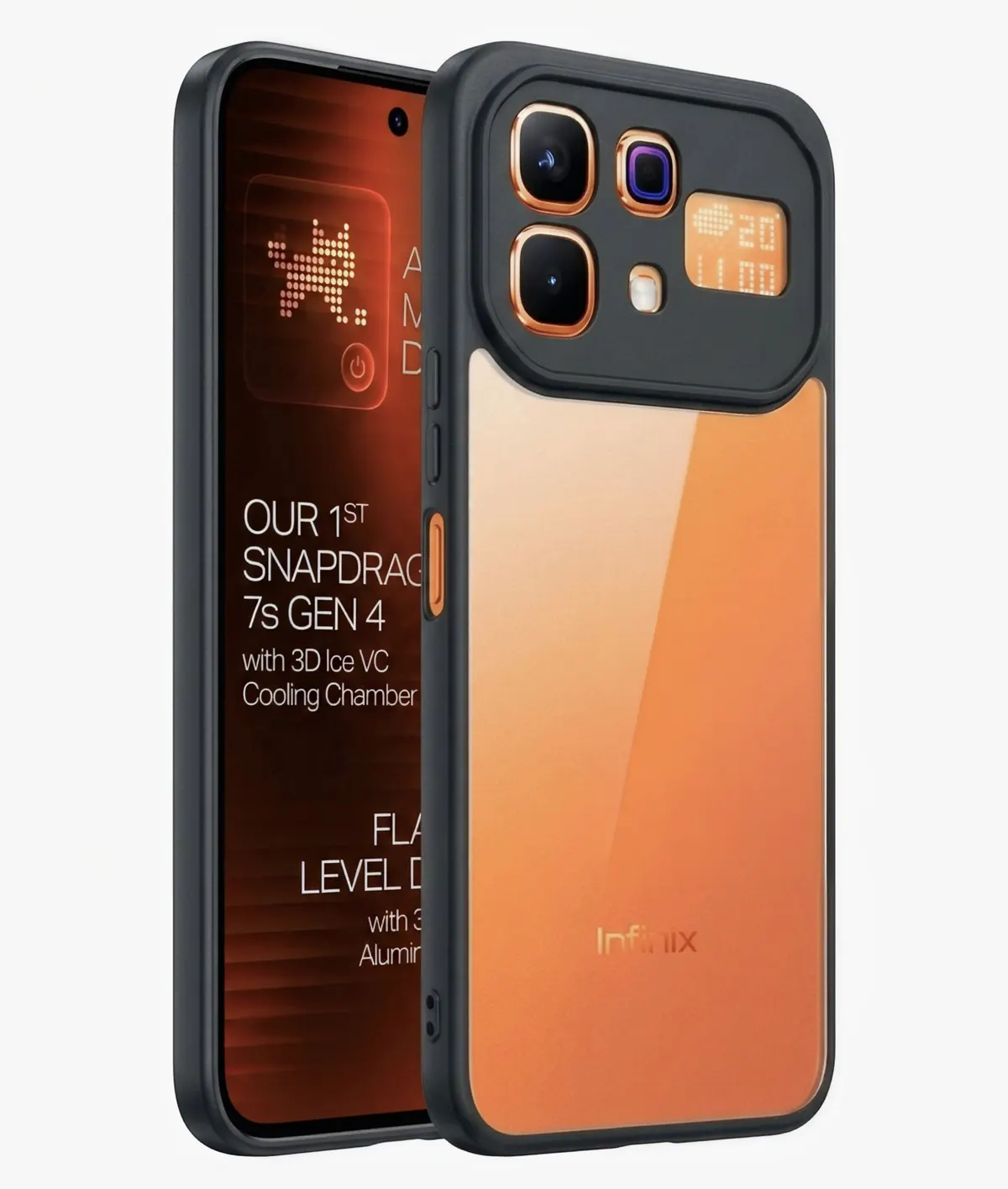 Xolia Back Cover for Infinix Note 60 Pro 5G (Transparent, Black, Shock Proof, Plastic, Silicon, Pack of: 1)