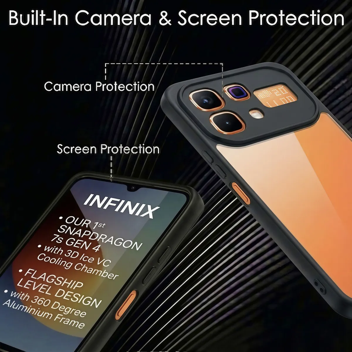 Xolia Back Cover for Infinix Note 60 Pro 5G (Transparent, Black, Shock Proof, Plastic, Silicon, Pack of: 1) — image 3 of 4