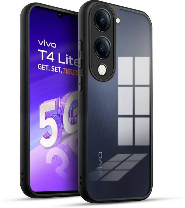 Micvir Back Cover for iQOO Z10 Lite 5G (Transparent, Black, Shock Proof, Plastic, Silicon, Pack of: 1)