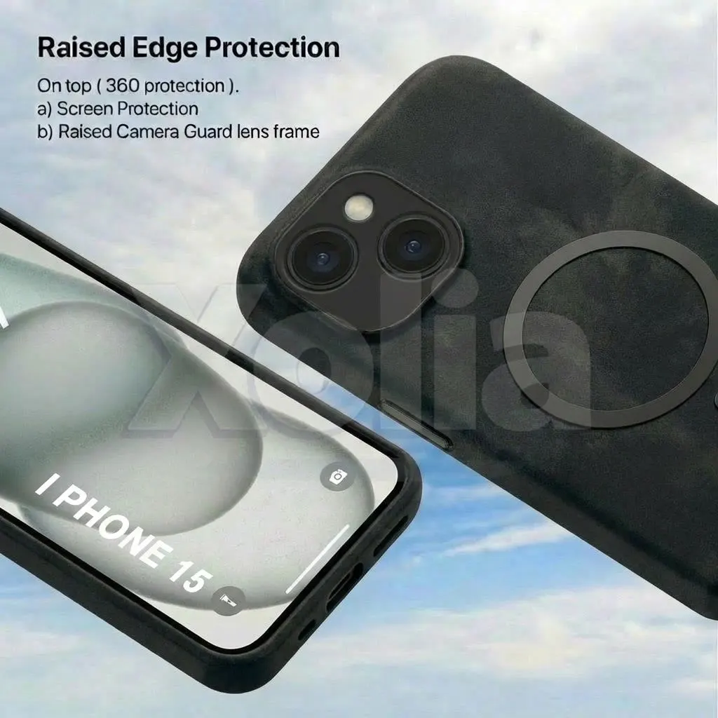 Xolia Back Cover for Apple iPhone 15 (Black, Camera Bump Protector, Artificial Leather, Pack of: 1) — image 3 of 5