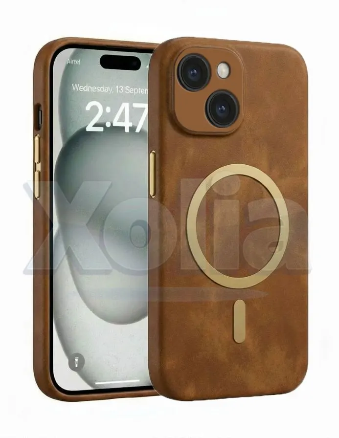 Xolia Back Cover for Apple iPhone 15 (Brown, Camera Bump Protector, Artificial Leather, Pack of: 1)