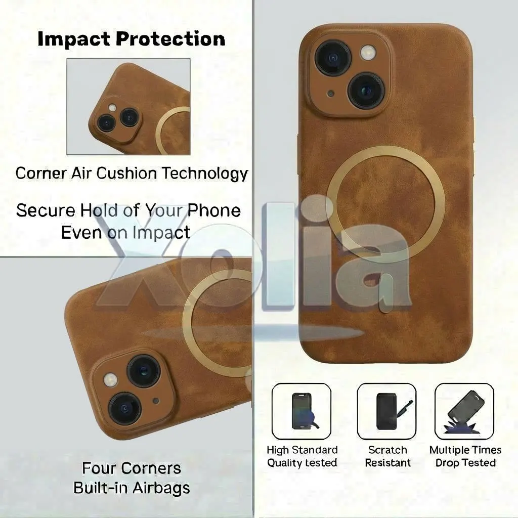 Xolia Back Cover for Apple iPhone 15 (Brown, Camera Bump Protector, Artificial Leather, Pack of: 1) — image 5 of 5