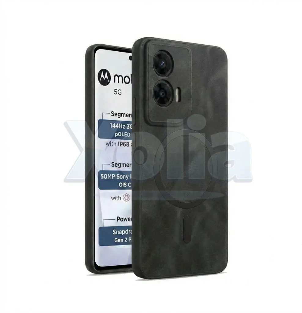 Xolia Back Cover for MOTOROLA Edge 50 Fusion (Black, Camera Bump Protector, Artificial Leather, Pack of: 1)