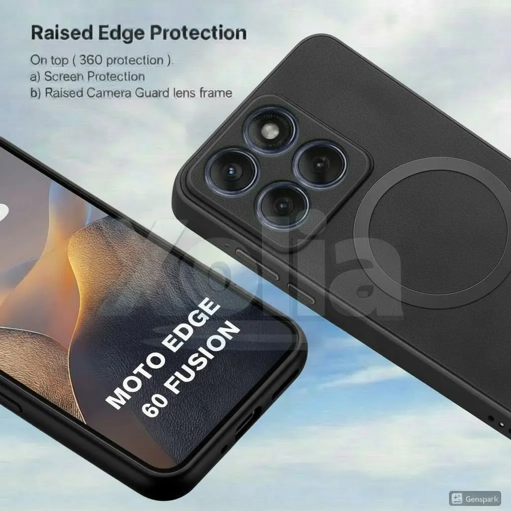 Xolia Back Cover for Motorola Edge 60 5G (Black, Camera Bump Protector, Artificial Leather, Pack of: 1) — image 3 of 5