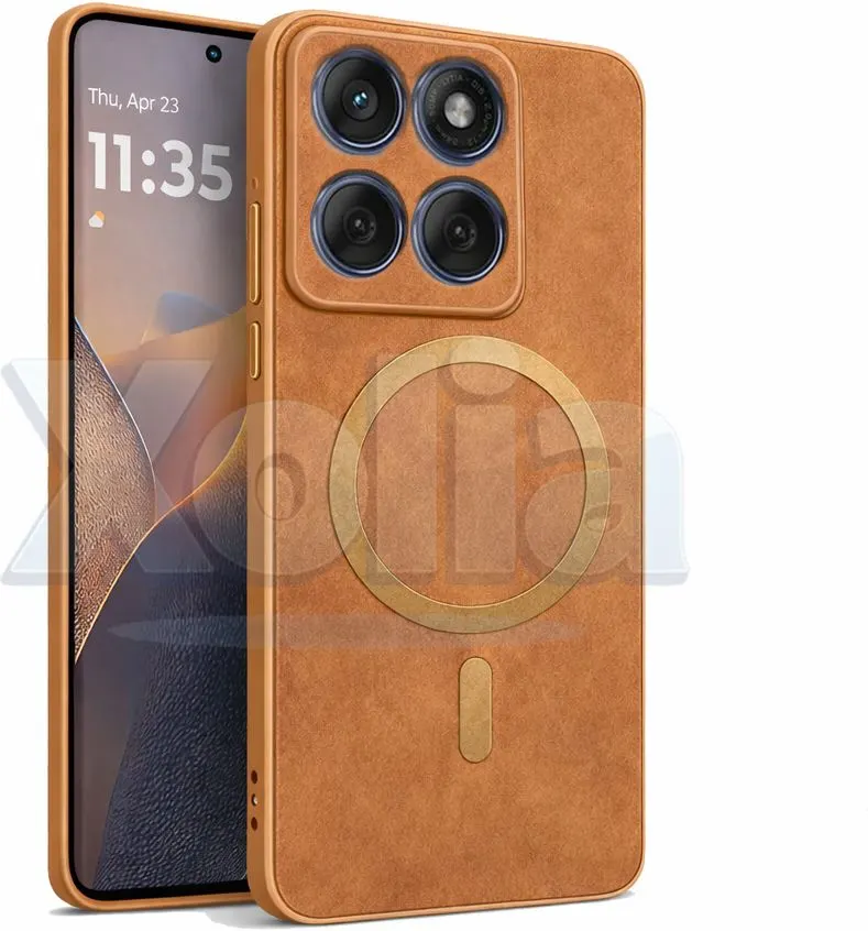 Xolia Back Cover for Motorola Edge 60 5G (Brown, Camera Bump Protector, Artificial Leather, Pack of: 1)