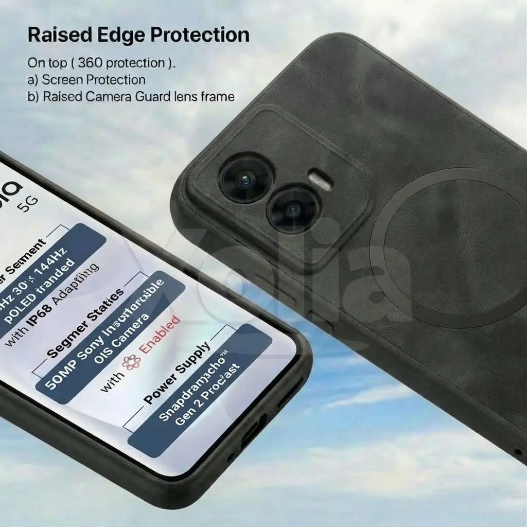 Xolia Back Cover for Motorola Moto G96 5G (Black, Camera Bump Protector, Artificial Leather, Pack of: 1) — image 3 of 5