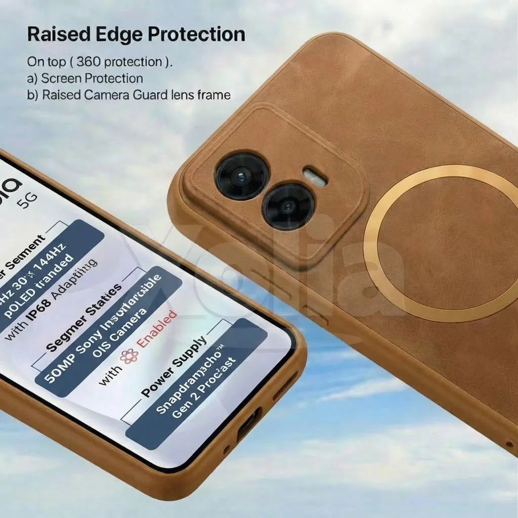 Xolia Back Cover for Motorola Moto G96 5G (Brown, Camera Bump Protector, Artificial Leather, Pack of: 1) — image 3 of 5