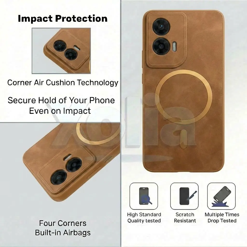 Xolia Back Cover for Motorola Moto G96 5G (Brown, Camera Bump Protector, Artificial Leather, Pack of: 1) — image 4 of 5