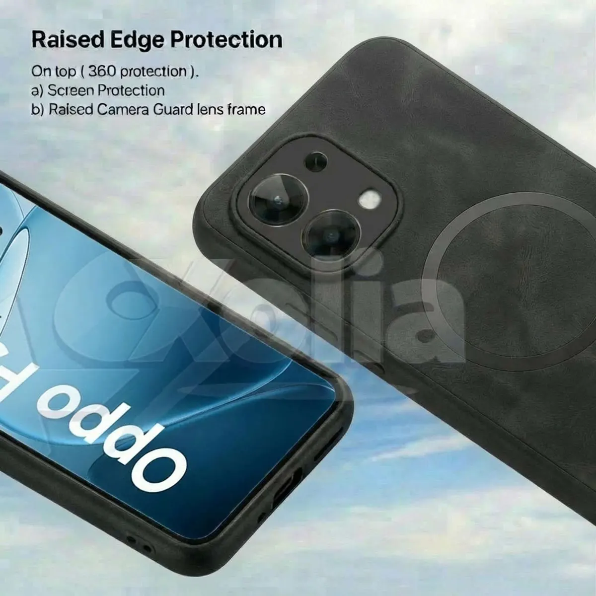 Xolia Back Cover for Oppo F33 5G (Black, Camera Bump Protector, Artificial Leather, Pack of: 1) — image 3 of 5