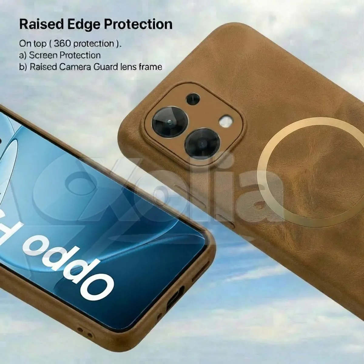 Xolia Back Cover for Oppo F33 5G (Brown, Camera Bump Protector, Artificial Leather, Pack of: 1) — image 2 of 4