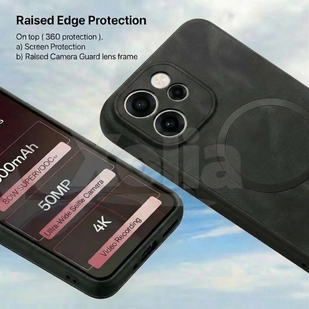 Xolia Back Cover for Oppo Reno 15c 5G (Black, Camera Bump Protector, Artificial Leather, Pack of: 1) — image 2 of 5