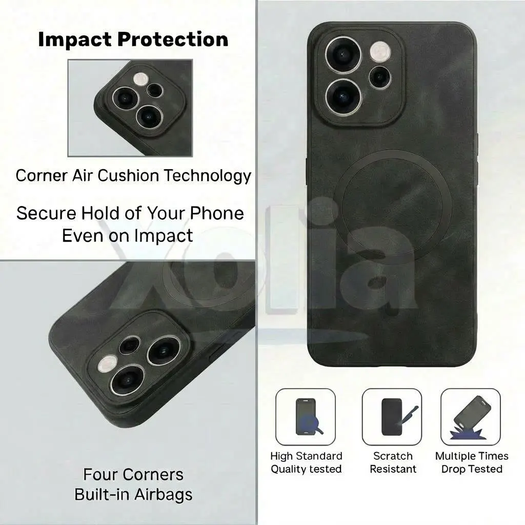 Xolia Back Cover for Oppo Reno 15c 5G (Black, Camera Bump Protector, Artificial Leather, Pack of: 1) — image 4 of 5