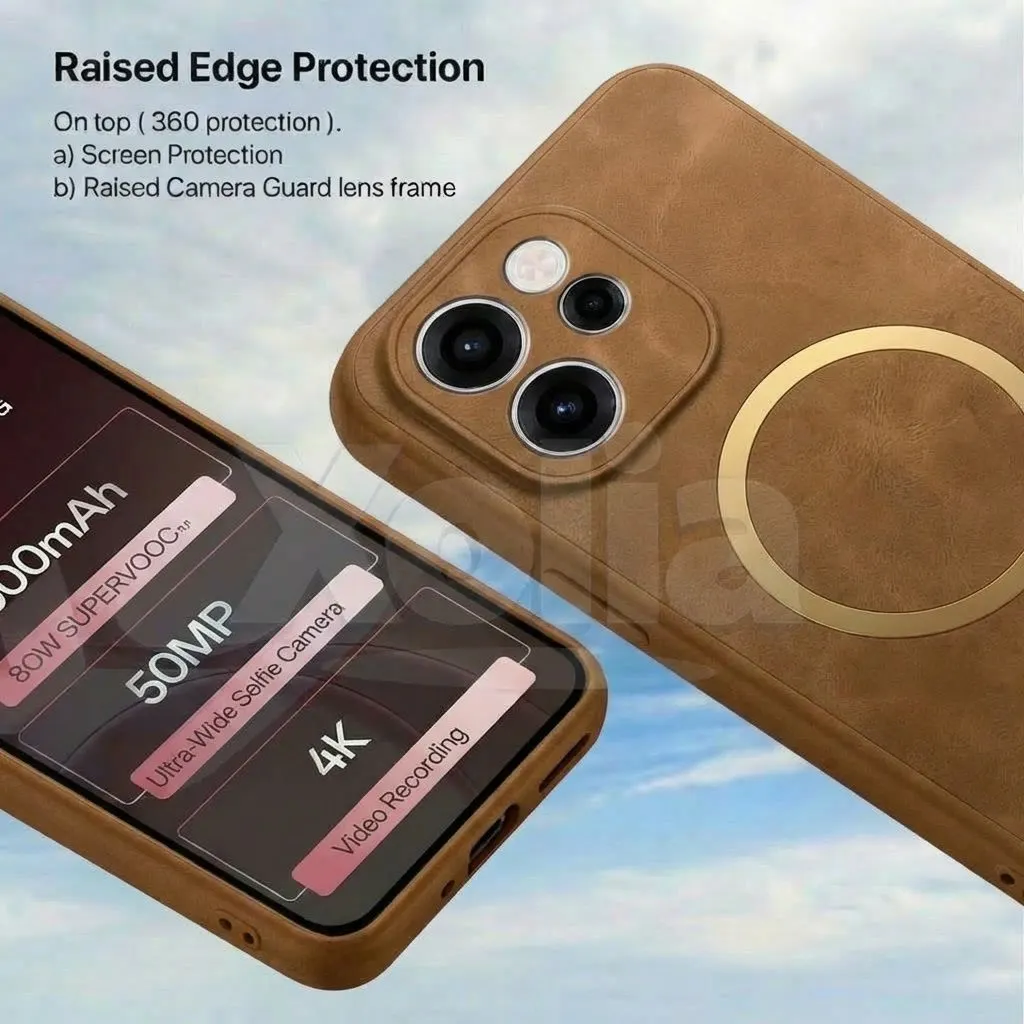 Xolia Back Cover for Oppo Reno 15c 5G (Brown, Camera Bump Protector, Artificial Leather, Pack of: 1) — image 2 of 5