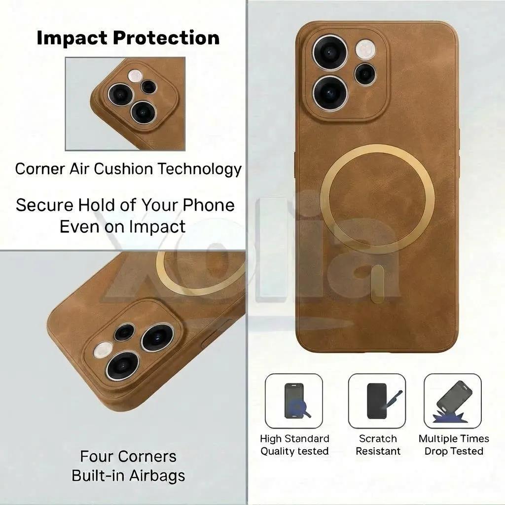 Xolia Back Cover for Oppo Reno 15c 5G (Brown, Camera Bump Protector, Artificial Leather, Pack of: 1) — image 4 of 5