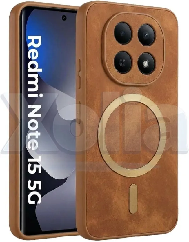 Xolia Back Cover for POCO M8 5G (Brown, Camera Bump Protector, Artificial Leather, Pack of: 1)