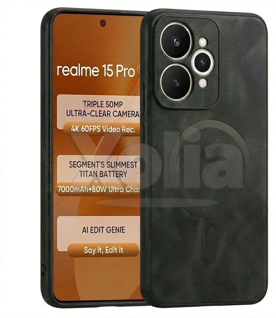 Xolia Back Cover for Realme 15 Pro 5G (Black, Camera Bump Protector, Artificial Leather, Pack of: 1)