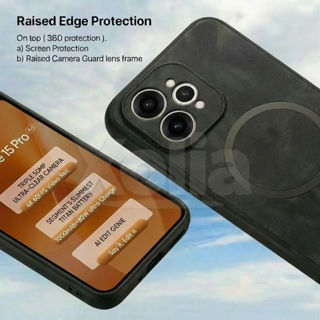 Xolia Back Cover for Realme 15 Pro 5G (Black, Camera Bump Protector, Artificial Leather, Pack of: 1) — image 2 of 5