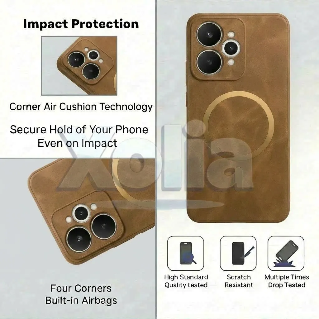 Xolia Back Cover for Realme 15 Pro 5G (Brown, Camera Bump Protector, Artificial Leather, Pack of: 1) — image 4 of 5
