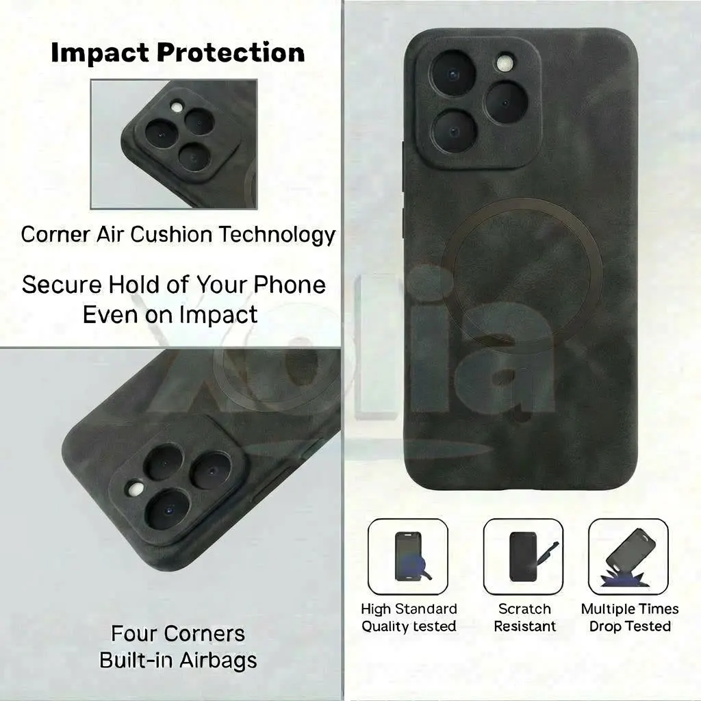 Xolia Back Cover for Realme 15T (Black, Camera Bump Protector, Artificial Leather, Pack of: 1) — image 4 of 5