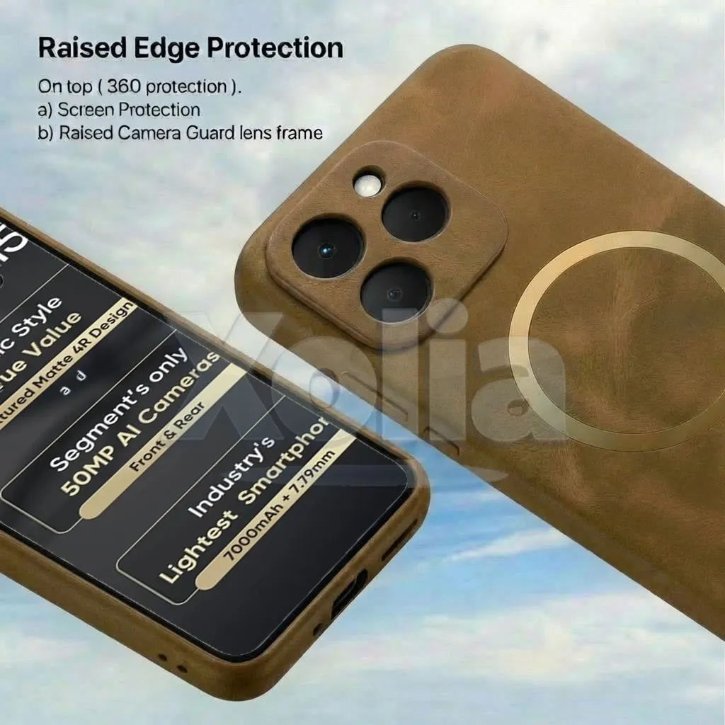 Xolia Back Cover for Realme 15T (Brown, Camera Bump Protector, Artificial Leather, Pack of: 1) — image 3 of 5