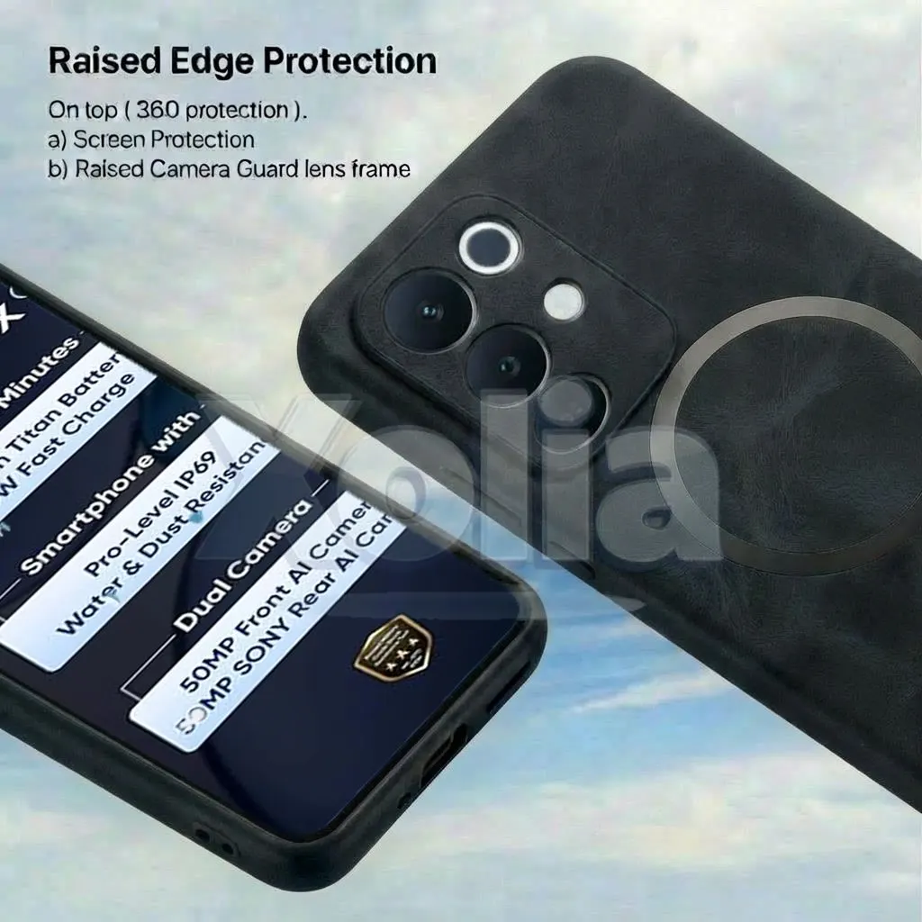 Xolia Back Cover for Realme C85 5G (Black, Camera Bump Protector, Artificial Leather, Pack of: 1) — image 2 of 5