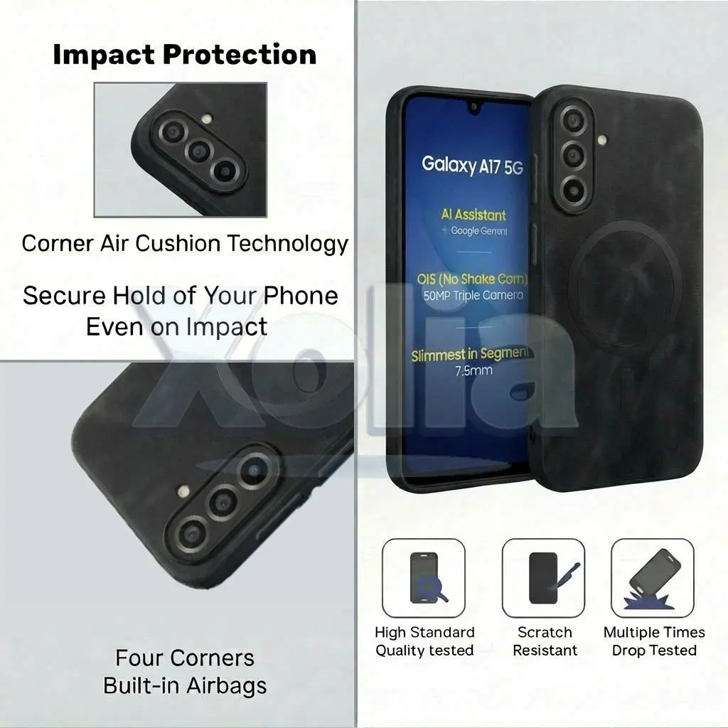 Xolia Back Cover for Samsung Galaxy F17 5G (Black, Camera Bump Protector, Artificial Leather, Pack of: 1) — image 4 of 5