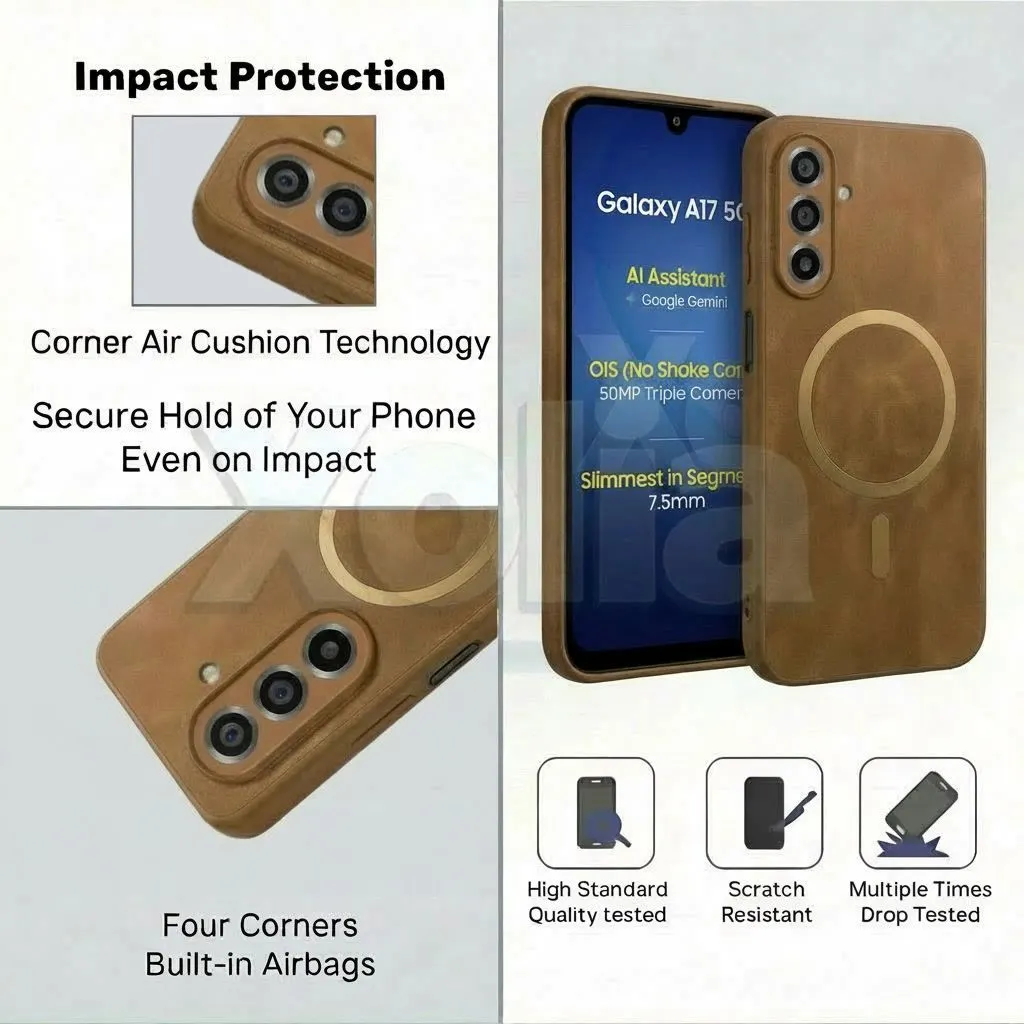 Xolia Back Cover for Samsung Galaxy M17 5G (Brown, Camera Bump Protector, Artificial Leather, Pack of: 1) — image 4 of 5