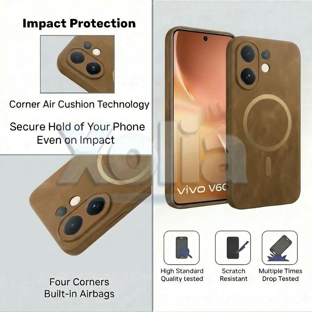 Xolia Back Cover for Vivo T4 Pro 5G (Brown, Camera Bump Protector, Artificial Leather, Pack of: 1) — image 4 of 5