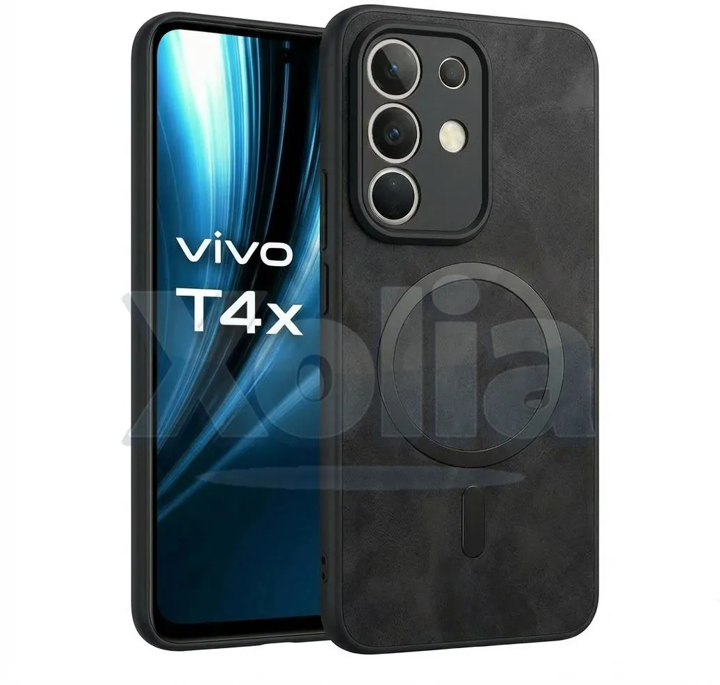 Xolia Back Cover for vivo T4x 5G (Black, Camera Bump Protector, Artificial Leather, Pack of: 1)