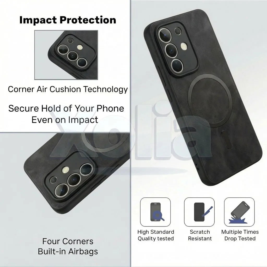 Xolia Back Cover for vivo T4x 5G (Black, Camera Bump Protector, Artificial Leather, Pack of: 1) — image 4 of 5